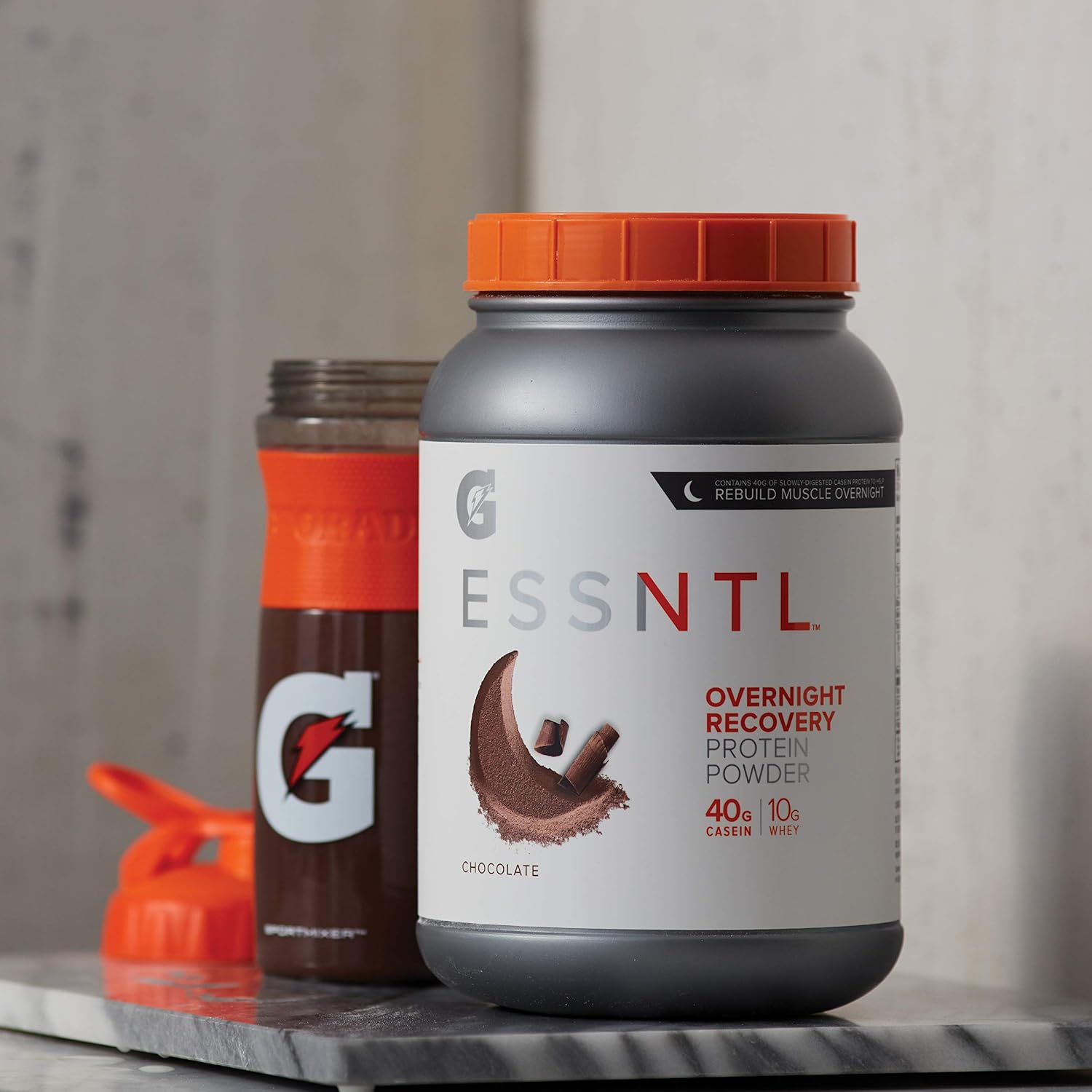 Gatorade G ESSNTL Overnight Recovery Protein Powder, Chocolate, 46 oz