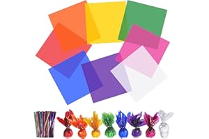 joaoxoko Cellophane Wrap,14 x 14 Inch Colored Cellophane Sheets for DIY Arts Crafts Gifts Treats Candy Wrapping,DIY Arts Crafts Decoration,7 Colors Cellophane Wrap forGift Baskets