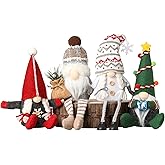 Funoasis 4 PCS Christmas Gnomes Home Decorations Plush Tomte Swedish Gnome Thanksgiving Xmas New Year Ornaments Small Statue Decor