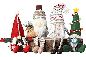 Funoasis 4 PCS Christmas Gnomes Home Decorations Plush Tomte Swedish Gnome Thanksgiving Xmas New Year Ornaments Small Statue Decor