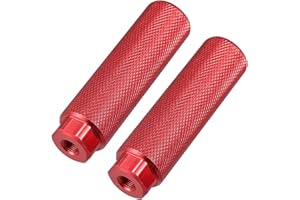 A ABSOPRO Aluminum Alloy Rear Foot Pegs Footrests Universal Red for BMX MTB Bike Bicycle Fit 3/8 Inch Axles (Set of 2)