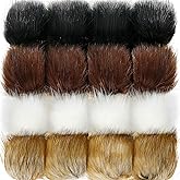 Tatuo 16 Pcs Faux Fur Pom Poms for Hat 4 Inches Large Fluffy Pom Balls for Craft Knitting Beanie Shoe Scarf Bag Pompom Valentine Keychain Charm Winter DIY Accessory (Black,White,Natural,Coffee)