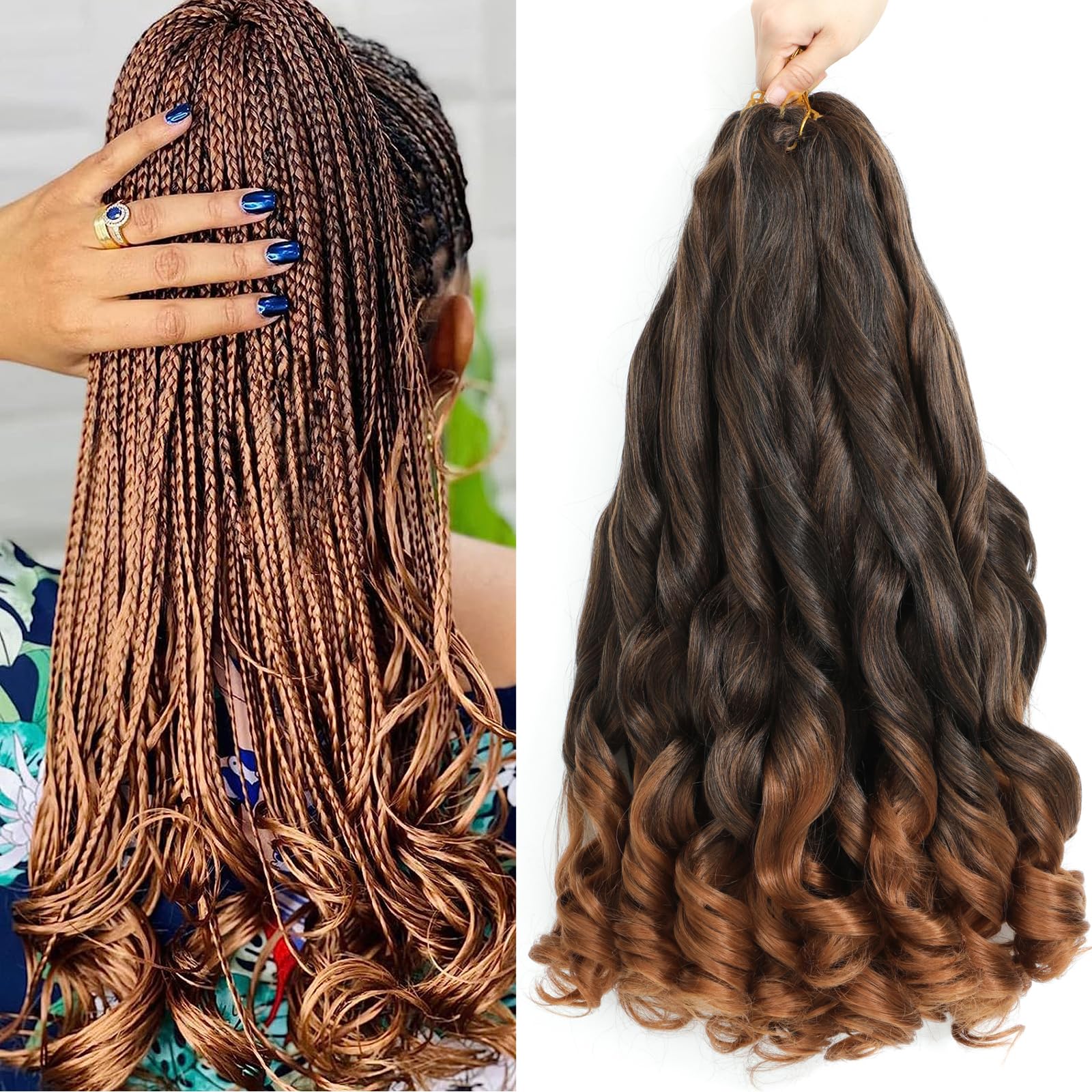 8 Packs Curly Braiding Hair 14 Inch Pre Stretched Curly Braiding Hair Crochet Braiding Hair T30# 14 Inch — image 1
