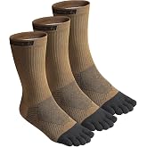VWELL Toe Socks Crew for Men Women Cotton Five Finger Sock Running, 3 Pairs | Lightweight Mid Calf High Elastic Cuff Arch Support Athletic Anti-Blister Breathable Odor-free Soft Keep Fresh Comfort Hiking