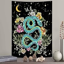 Amazon.com: Boziqr Snake Tapestry Wall Hanging Moon and Star ...