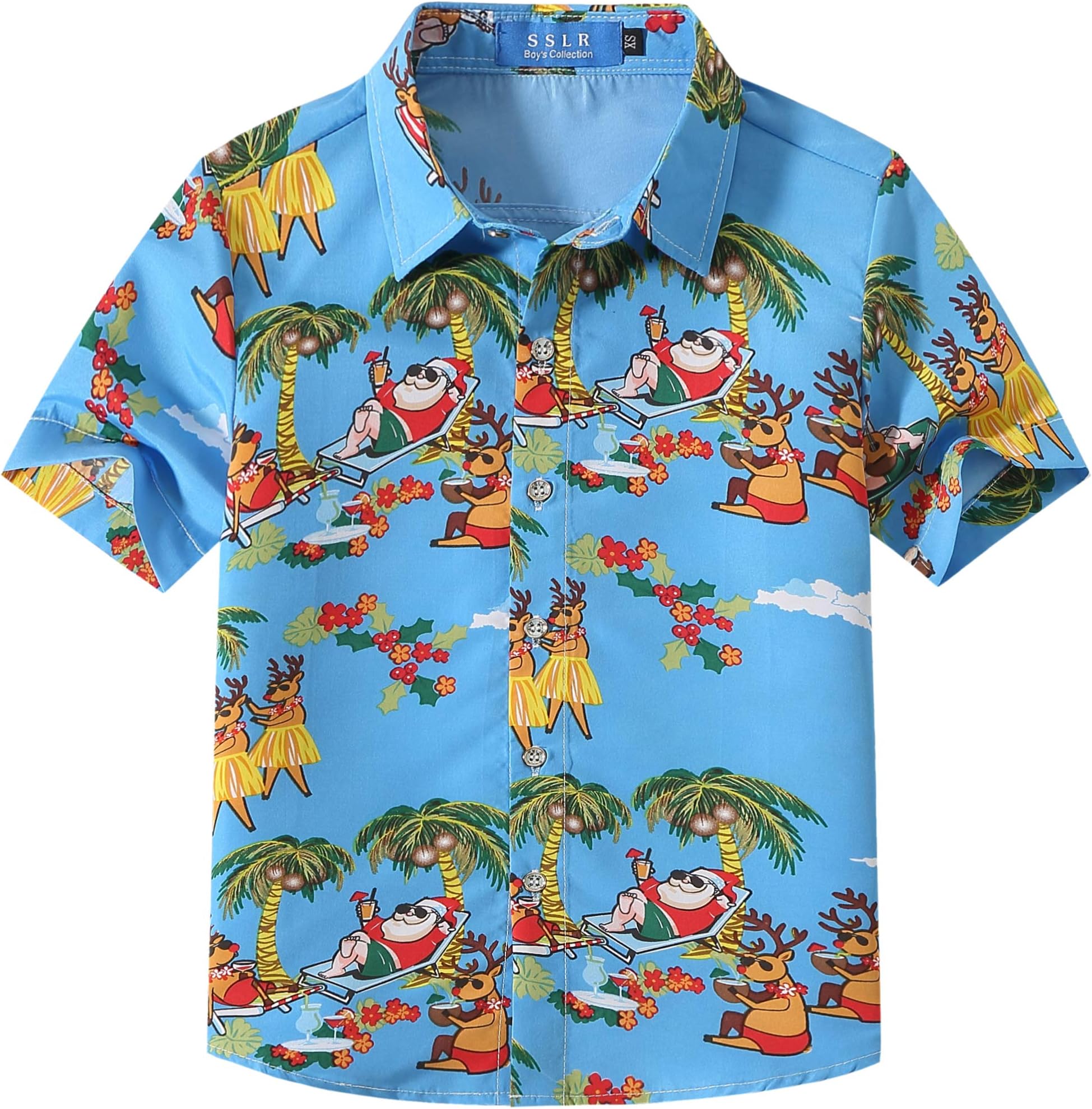 Big Boys' Santa Claus Party Tropical Ugly Hawaiian Christmas Shirts