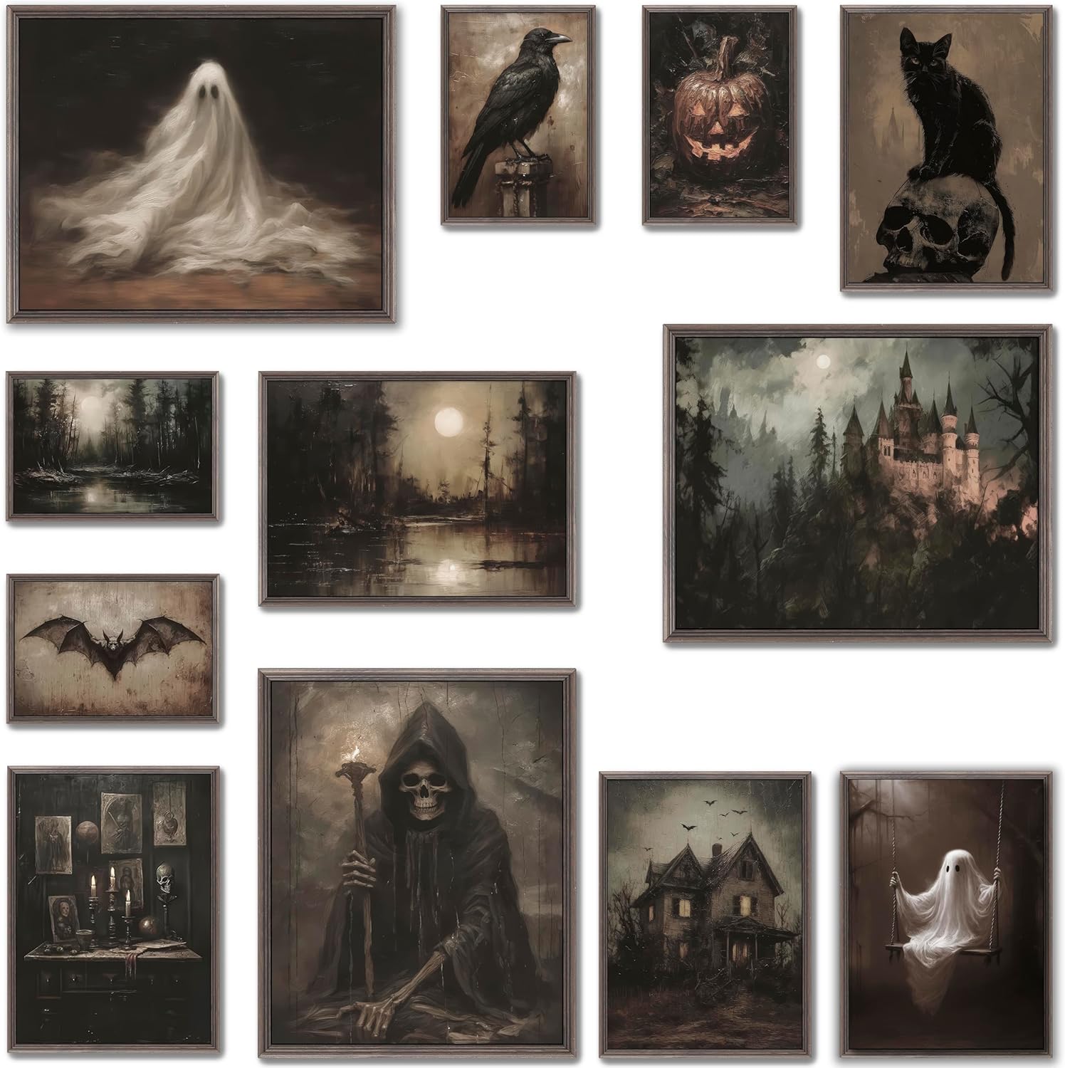 Wall Décor - LANCHI95 12Pcs Halloween Dark Wall Art Prints Halloween Decor Retro Black Cat Pumpkin Poster Creepy Halloween Aesthetic Halloween Pictures Wall Decor for Bedroom (UNFRAMED) (Halloween 2)4.6 out of 5 stars 29$8.98
