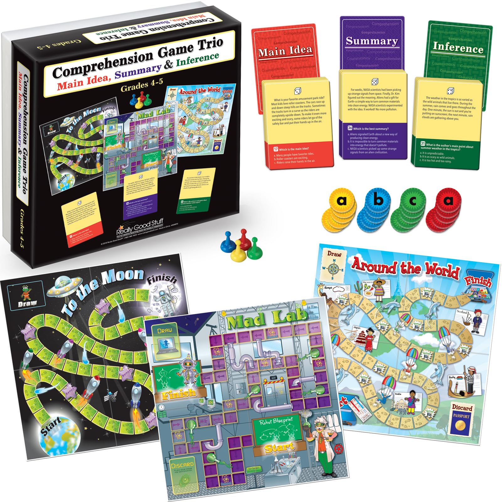 Really Good Stuff Comprehension Game Trio: Main Idea, Summary & Inference - Grades 4-5