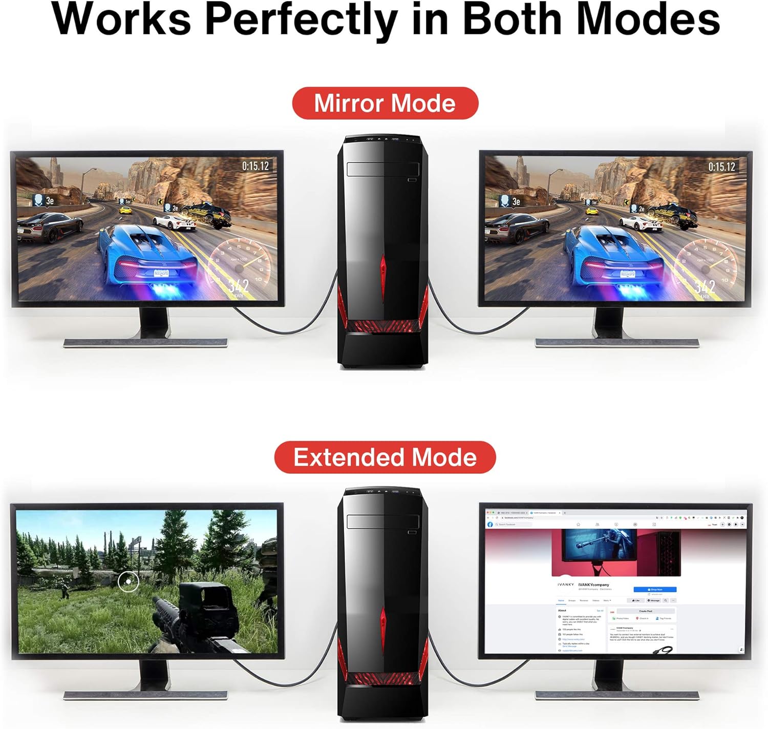 DisplayPort 1.2 Cable 6.6ft, iVANKY 4K DisplayPort to DisplayPort Cable Nylon Braided, High Speed DP Cable, Supports 4K@60Hz and 2K@165Hz, Compatible with PC, Laptop, TV, Slim Aluminum Shell - Grey: Computers & Accessories