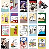 NobleWorks 20 Assorted Box Set Funny Birthday Greeting Cards w/ 5 x 7 Envelopes For Men, Women (20x1 Designs) Bday Ageless Humor AC8713BDG-B1x20