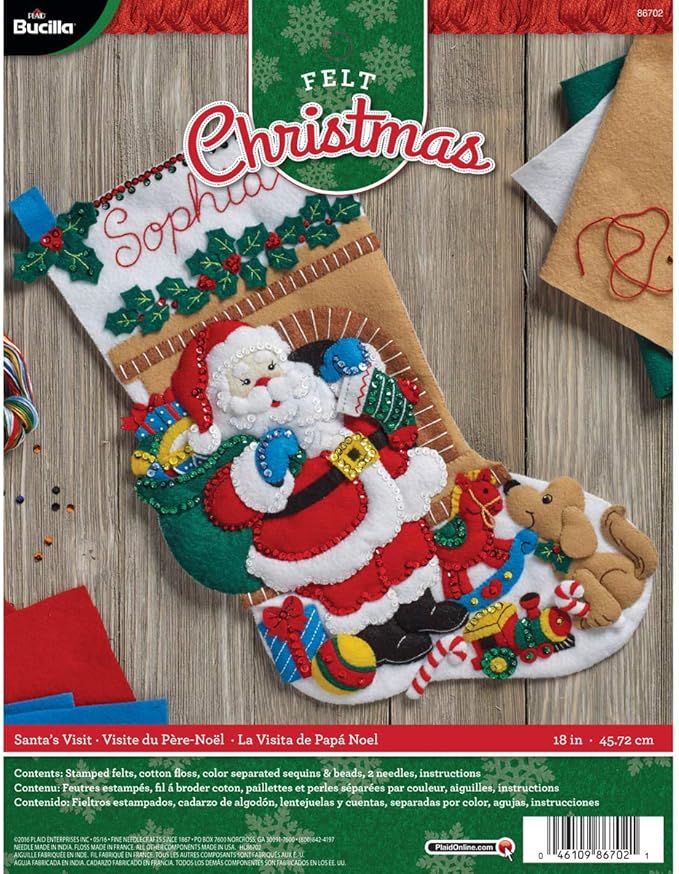 Bucilla 86702 Felt Applique Stocking Kit, Santa's Visit Amazon.ca