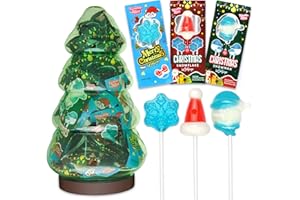 TWINKLE BITES 45 Pack Christmas Lollipops – Individually Wrapped – Packed In A Tree Jar Holiday Themed Hat, Snowman, Snowflake Suckers – Strawberry, Tutti Frutti, Blue Raspberry Flavors – Bulk Christmas Candy Use For Stocking Stuffers, Party Favor, Classroom & Office Treats, Goodie Bag Fillers