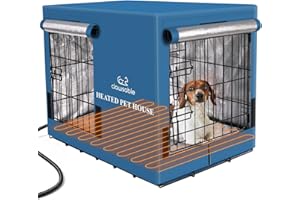 Clawsable Heated Dog House for Outdoor, Dog Crate for Small Medium Intermediate Dogs, 2 Doors Heavy-Duty Dog Kennel Value Pack with Matching Insulated Crate Cover & Bed & Pet Heating Pad