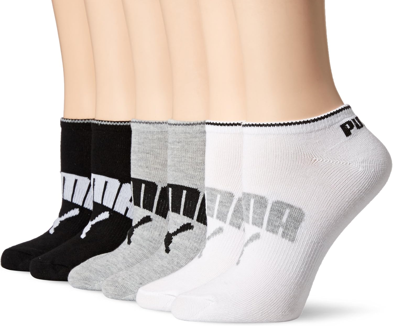 PUMA Women's 6 Pack Runner Socks, Grey Orange, 9-11 at  Women’s Clothing store