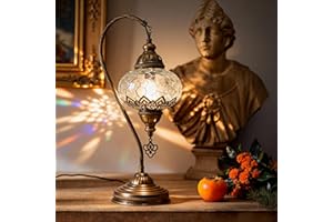 Mozaist Turkish Lamp, Swan Neck Mosaic Table Lamp, Moroccan Decorative Glass Antique Bohemian Vintage Lamp Shade, Tiffany Des