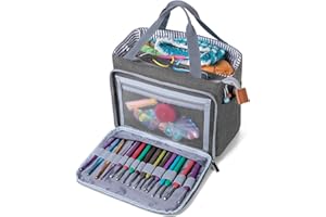 Luxja Crochet Tote Bag, Yarn Storage Bag for Small Unfinished Projects, Crochet Hooks and Other Accessories, Gray (Bag Only)