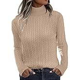 Zeagoo Womens Sweaters Turtleneck Cable Knit Long Sleeve Pullover Cute Fitted Trendy Basic Fall Winter Tops