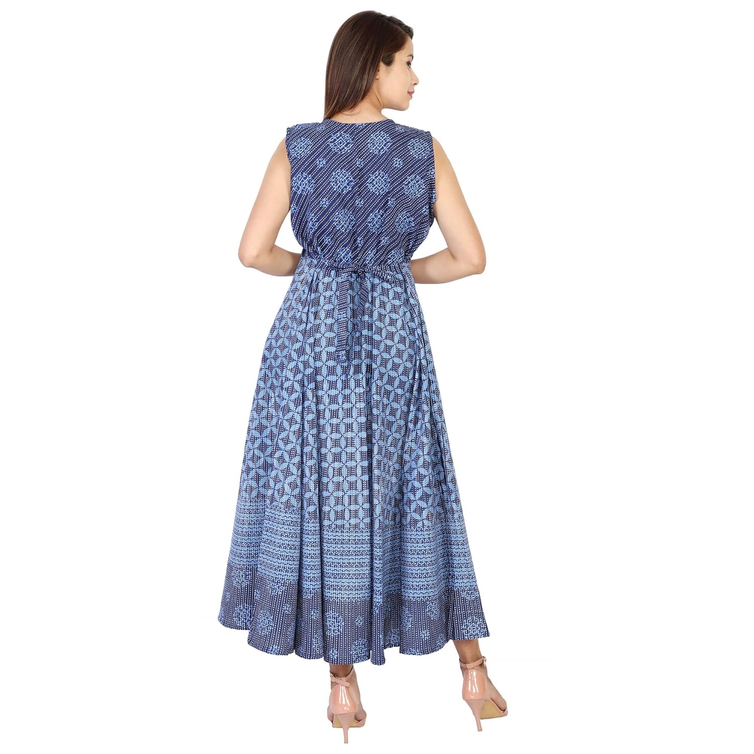 the blue elephant women's cotton maxi dress (gd-001p, blue)