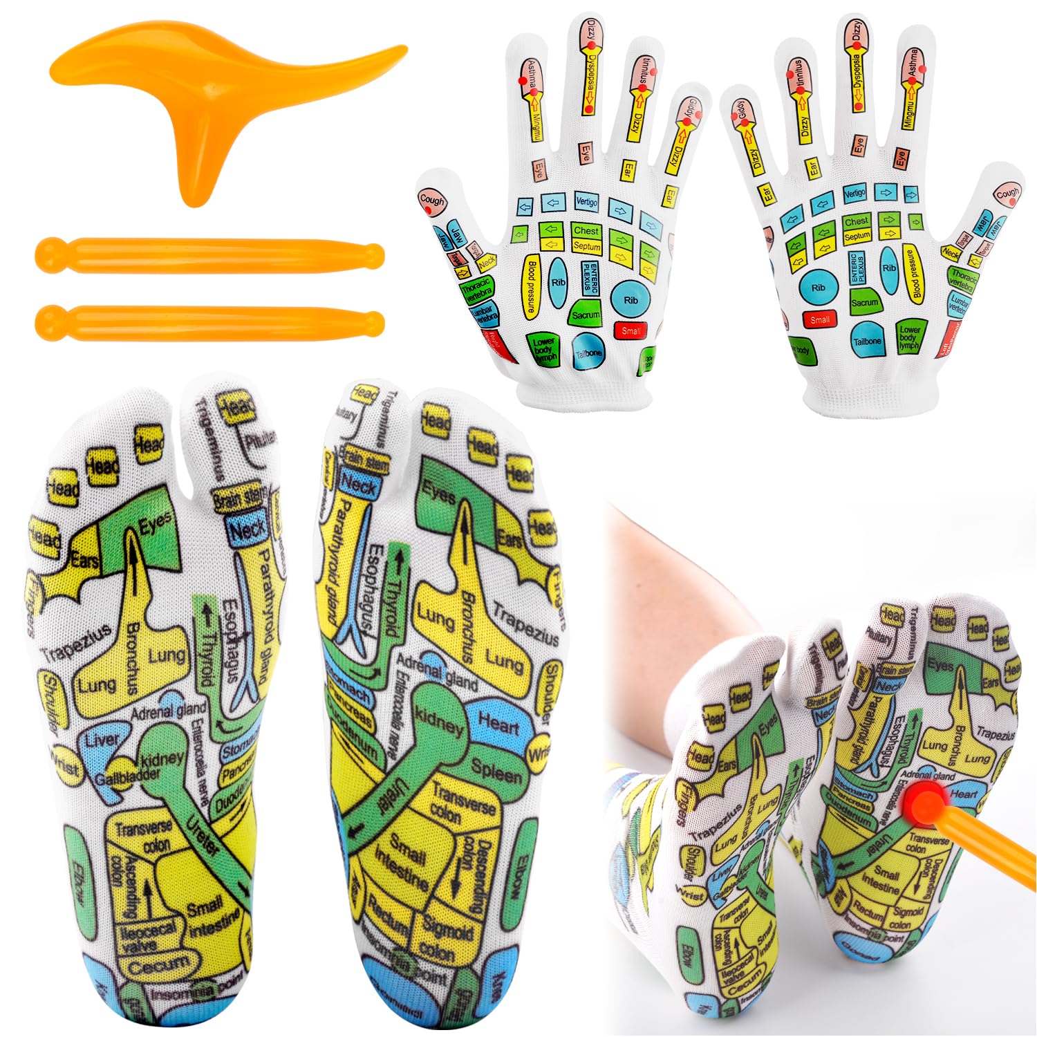 2PCS Reflexology Socks with Massage Tools, Acupressure Reflexology Socks, Foot Massage Socks, Acupoint Socks, Relieve Tired Physiotherapy Socks, Foot Elastic Fiber Massage Socks for Men and Women.