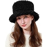LA CARRIE Women Winter Faux Fur Bucket Hat Plush Fuzzy Furry Warm Fisherman Cap