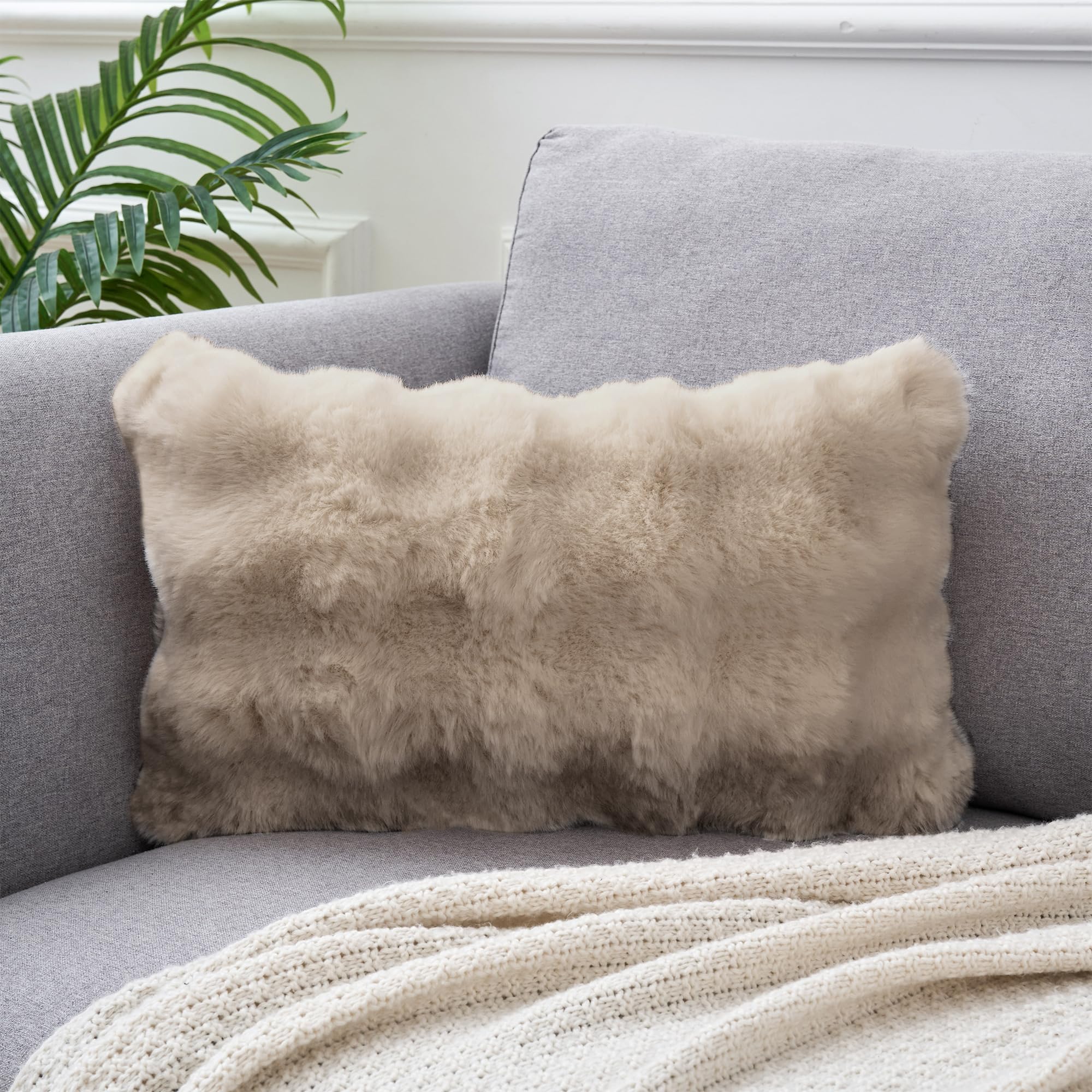 Uxcell 1 Pc Faux Fur Cozy Decorative Throw Pillow Case Luxury Soft Modern Plush Pillowcase Cushion Case for Home Decoration Brown 30 x 50 cm