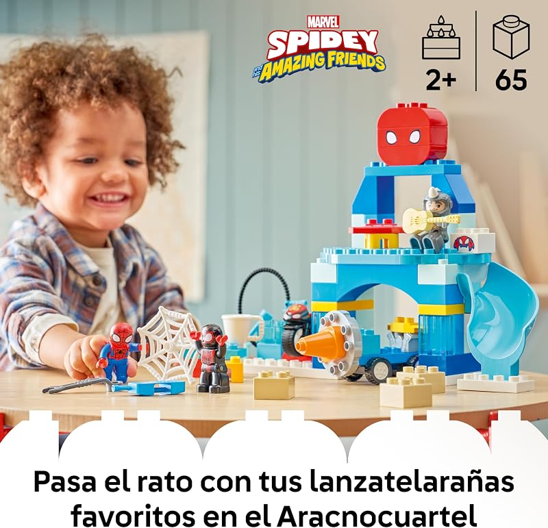 Duplo Marvel Arachnocuartel do Spidey e a sua Superequipa – Super-heróis de brinquedo com mota e 3 figuras – Jogo Educativo para Competências Motoras Finas – Presente para Crianças 2+ Anos – 10464
