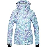 Wantdo Women's Waterproof Ski Jacket Colorful Printed Fully Taped Seams Rain Coat Warm Winter Parka