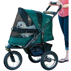 Pet Gear No-Zip Jogger Pet Stroller for Cats/Dogs Zipperless Entry Easy One-Hand Fold Air Tires Cup Holder + Storage Basket