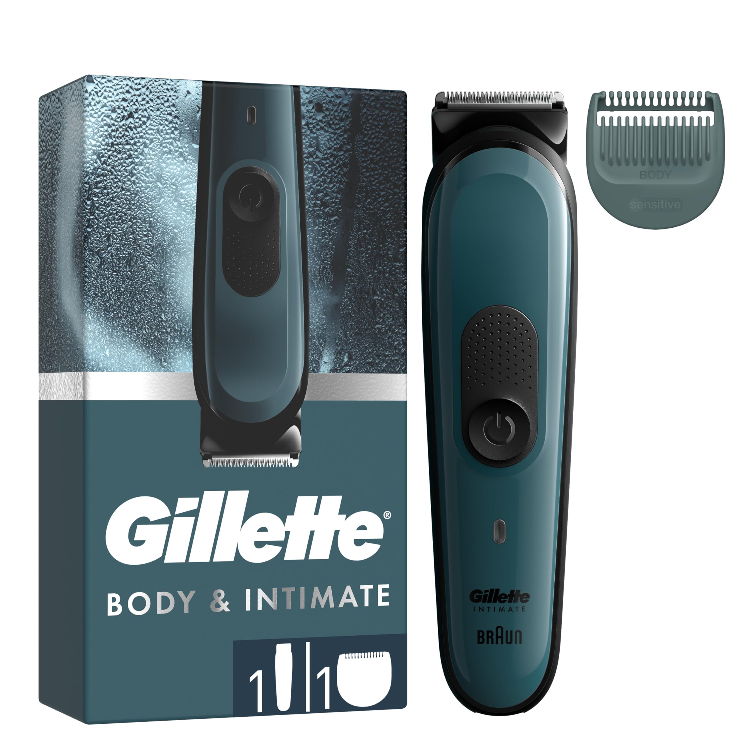 Gillette Intimate Elektrischer Körperrasierer Herren i3 für den Intimbereich, SkinFirst Intimrasierer, Trimmer mit Lebenslang Scharfen Klingen, Wasserdicht, Kabellos für Nass- und Trockenanwendung