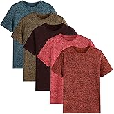 5-Pack Boys Athletic Quick Dry T-Shirts Youth Activewear Short Sleeve Tops(5-18 Years)