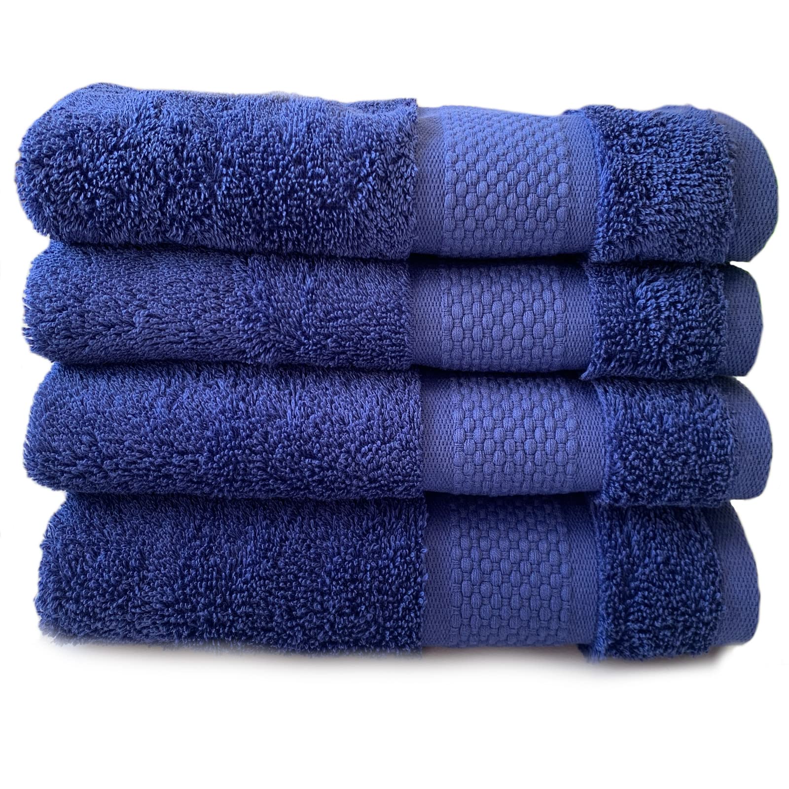 Sue Rossi Organic Turkish Cotton Guest Towels Set Of 4, Kitchen Or Bathroom Pack, Size 30cm x 50cm, Soft, Fluffy & Absorbent 600gsm Towel (Navy Blue, 4)