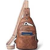 LATMAP Sling Bag For Women Faux Leather Small Casual Daypack Backpack Fanny Pack Crossbody Chest Bags Purse