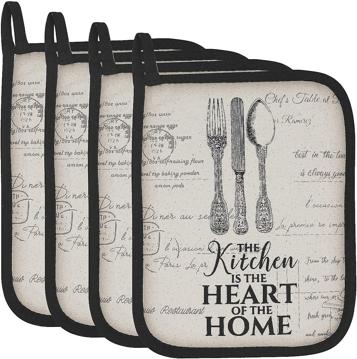 Warome Pot Holders - Quilted Cotton ， Dual-Function Hot Pads/Oven Mitts, Heat Resistant Coaster Potholder for Cooking and Baking ，7 x 9 inches (4-Pack): Home & Kitchen
