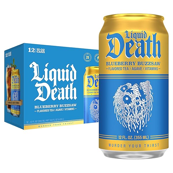 LIQUID DEATH ICED TEA – BLUEBERRY BUZZSAW (BLUEBERRY-FLAVORED...
