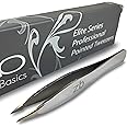 Zizzili Basics Elite Series Pointed Tweezers - Sharp Precision Tips + Surgical Grade Stainless Steel Tweezer for Professional Eyebrow and Facial Hair Removal