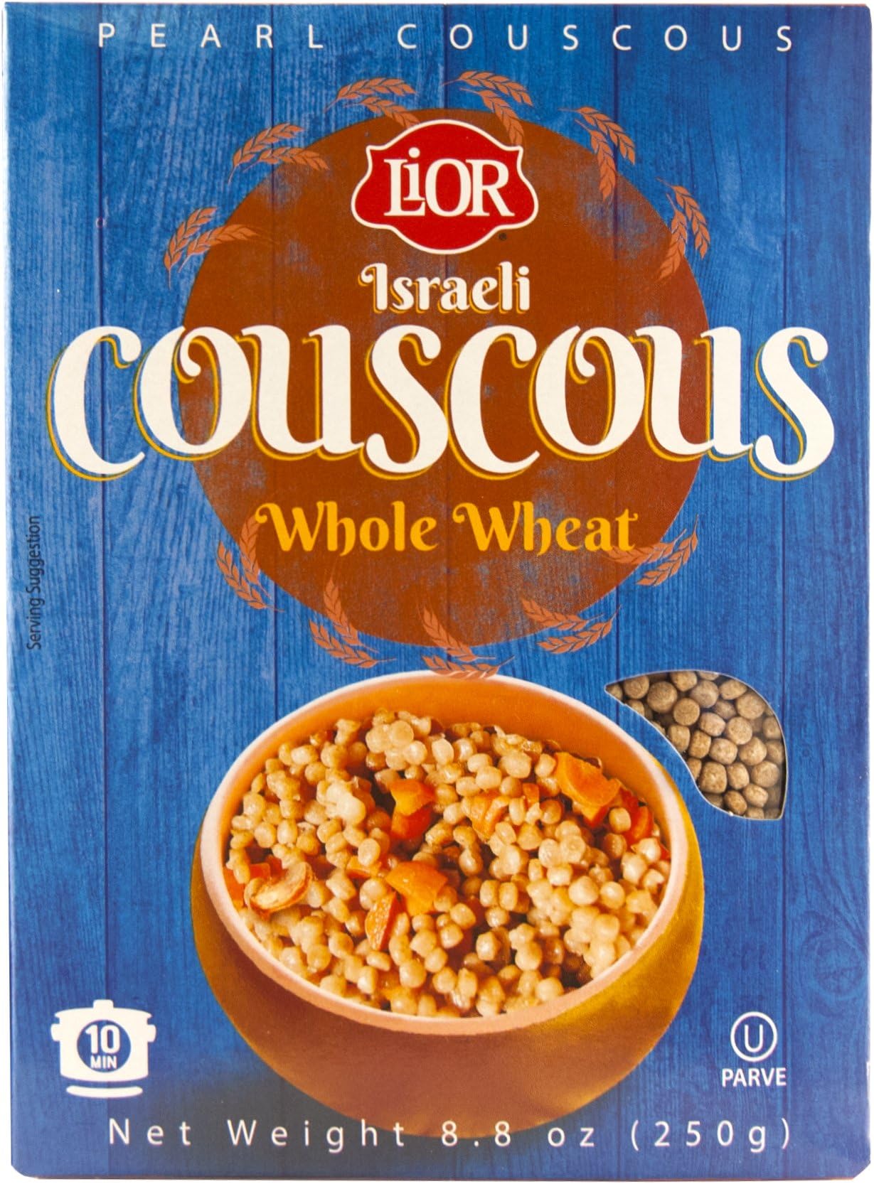 Lior Israeli Pearl Couscous | Whole Wheat | Toasted Pasta | Non-Gmo | Vegan | Kosher | Box | 8oz (Pack Of 6)
