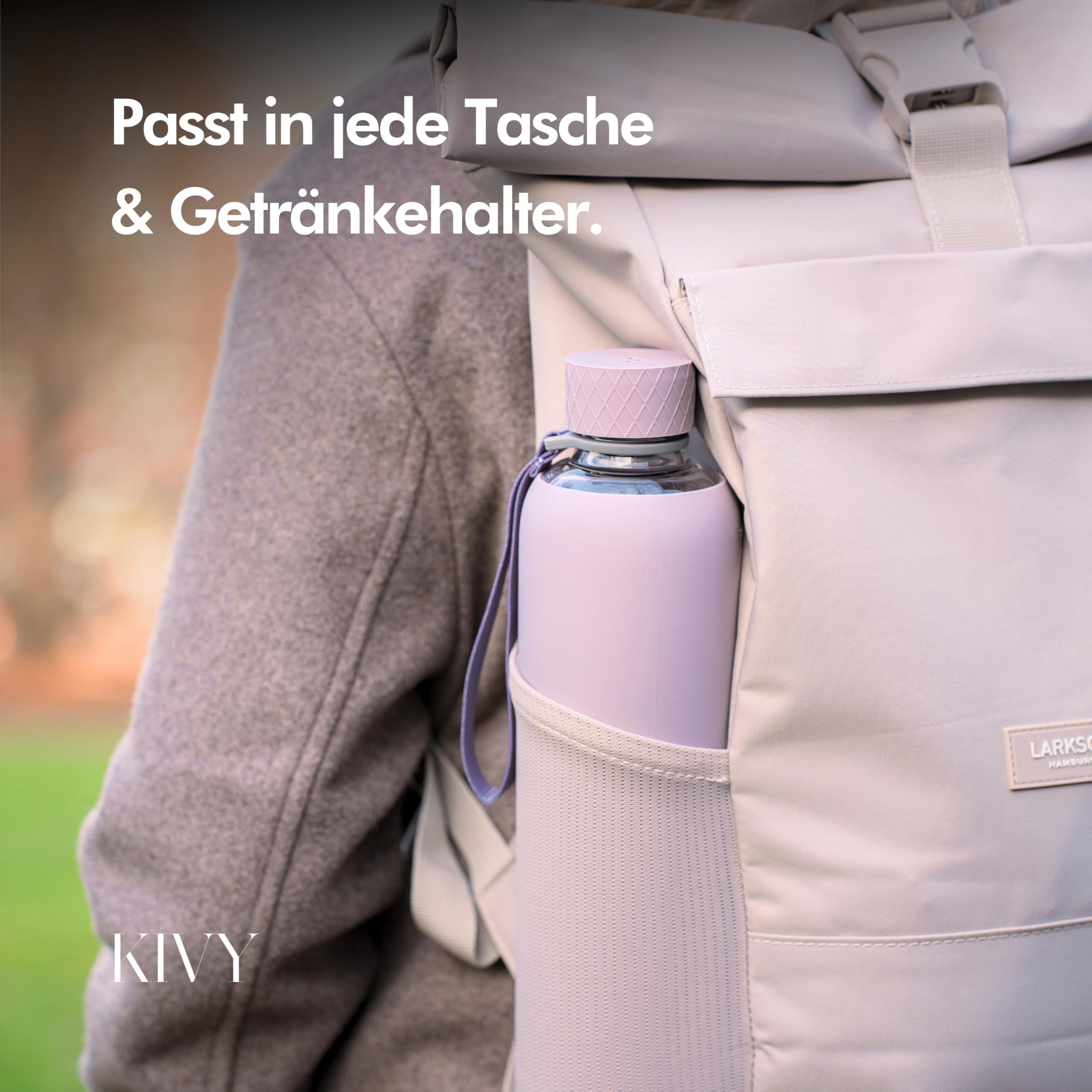 KIVY Glas Trinkflasche 1l mit Silikonschutz - Kohlensäure geeignet 5