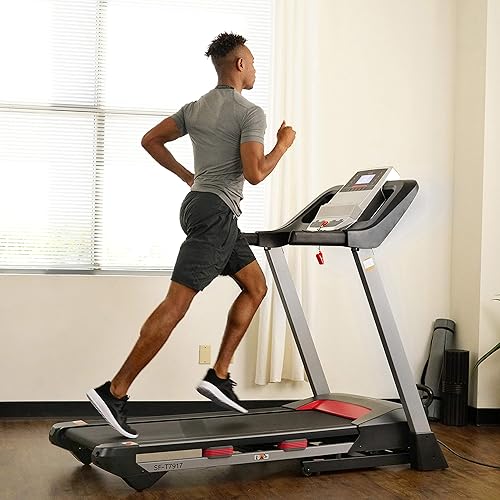 Sunny Health Fitness Folding Incline Treadmill with Tablet and