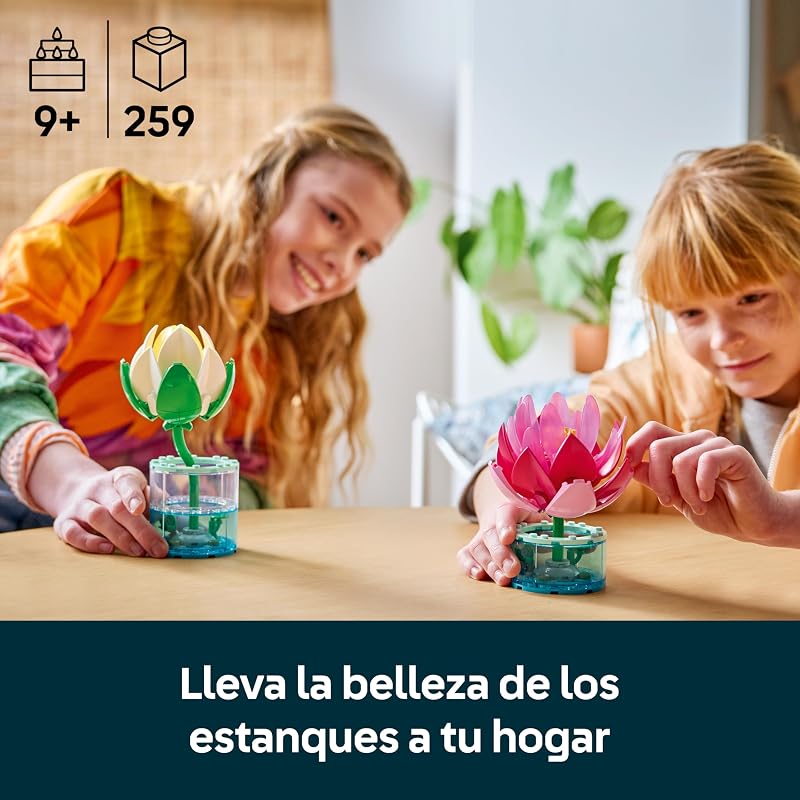 Botanicals Artificial Water Lilies – Conjunto de Flores Artificiais com 2 Plantas em Vasos Transparentes – Kit de Artesanato e Decoração Floral – Presente para Raparigas 9+ Anos e Adultos – 11511