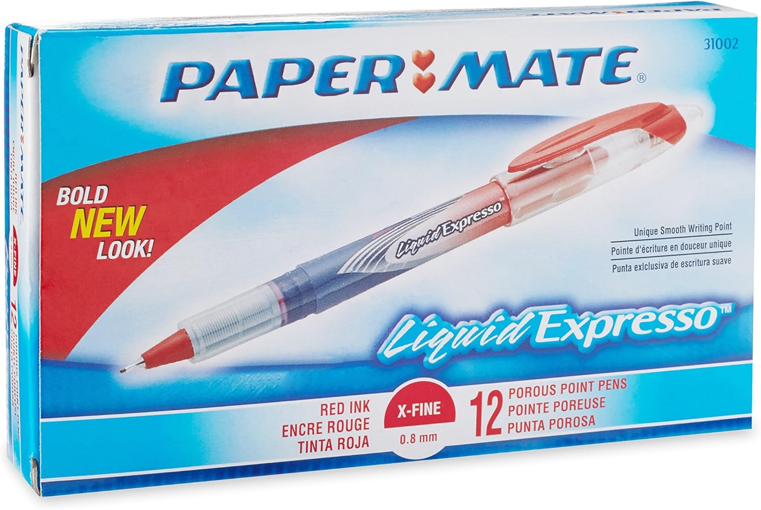 Paper Mate Liquid Flair PorousPoint Pen, ExtraFine Tip, 12Pack, Red