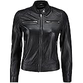 TLC Leather Jacket Women | Real Lambskin Soft & Sleek Cafe Racer Stylish Womens Leather Jacket