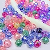 100PCS 16mm Crackle Acrylic Beads Bulk, Assorted Colorful Cute Beads for Jewelry Making, DIY Bracelets Necklaces Earrings Keychains, Craft Making Supplies