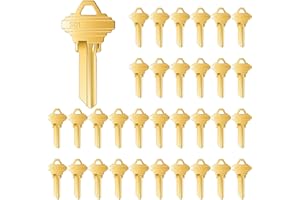 Lesnala 32pcs Uncut Blank Keys Bulk for House Door Lock Replacement Universal Kwikset Brass Finish Golden SC1
