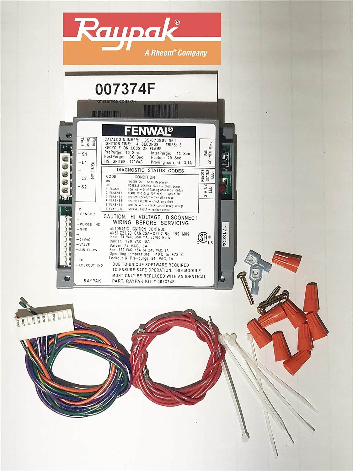 Raypak Ignition Control 007374F Electronic Components