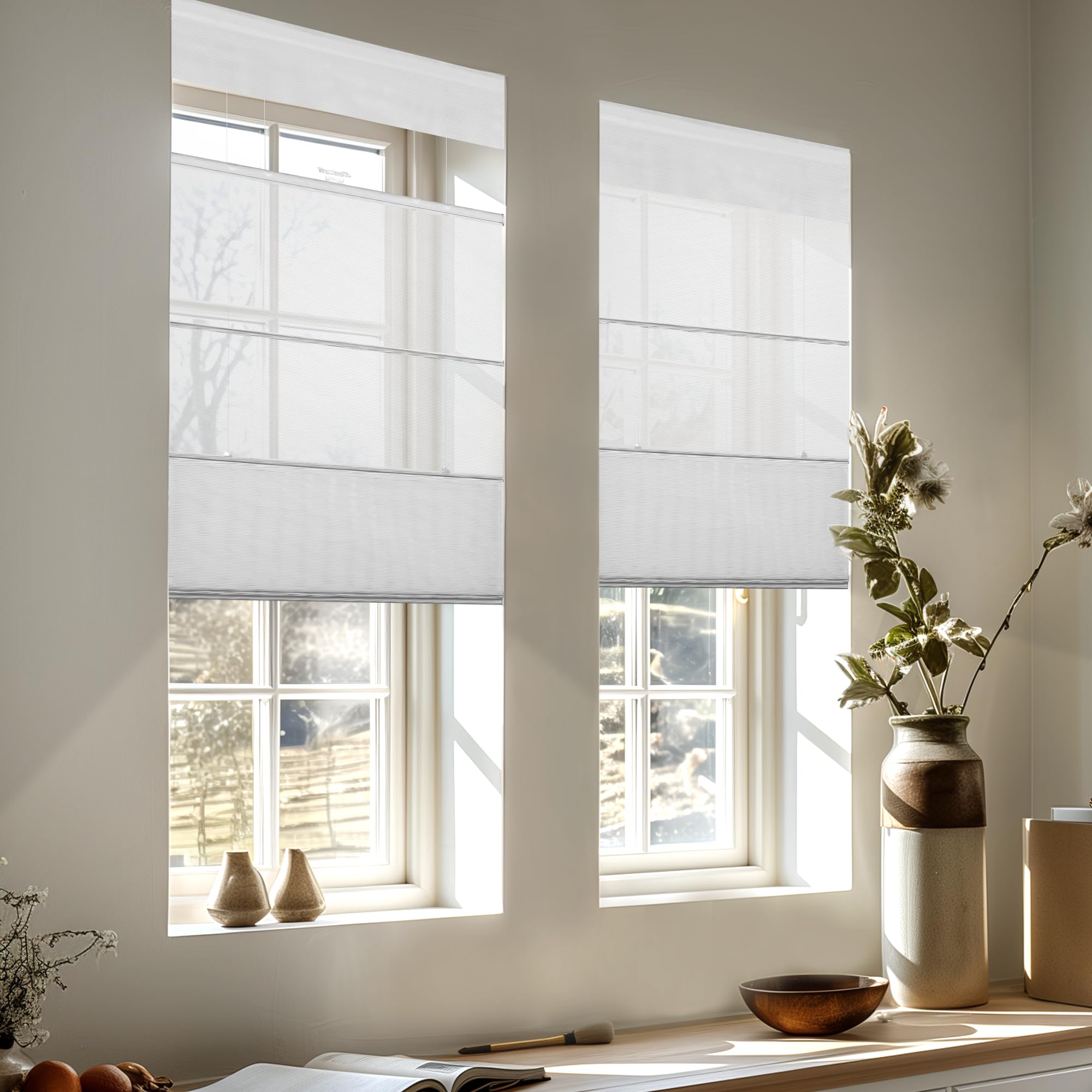 MoDanCeQ Blackout Light Filtering Cordless Top Down