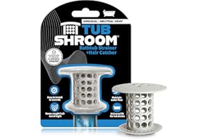 TubShroom Tub Hair Catcher Drain Protector, Fits 1.5 inch-1.75 inch, Gray