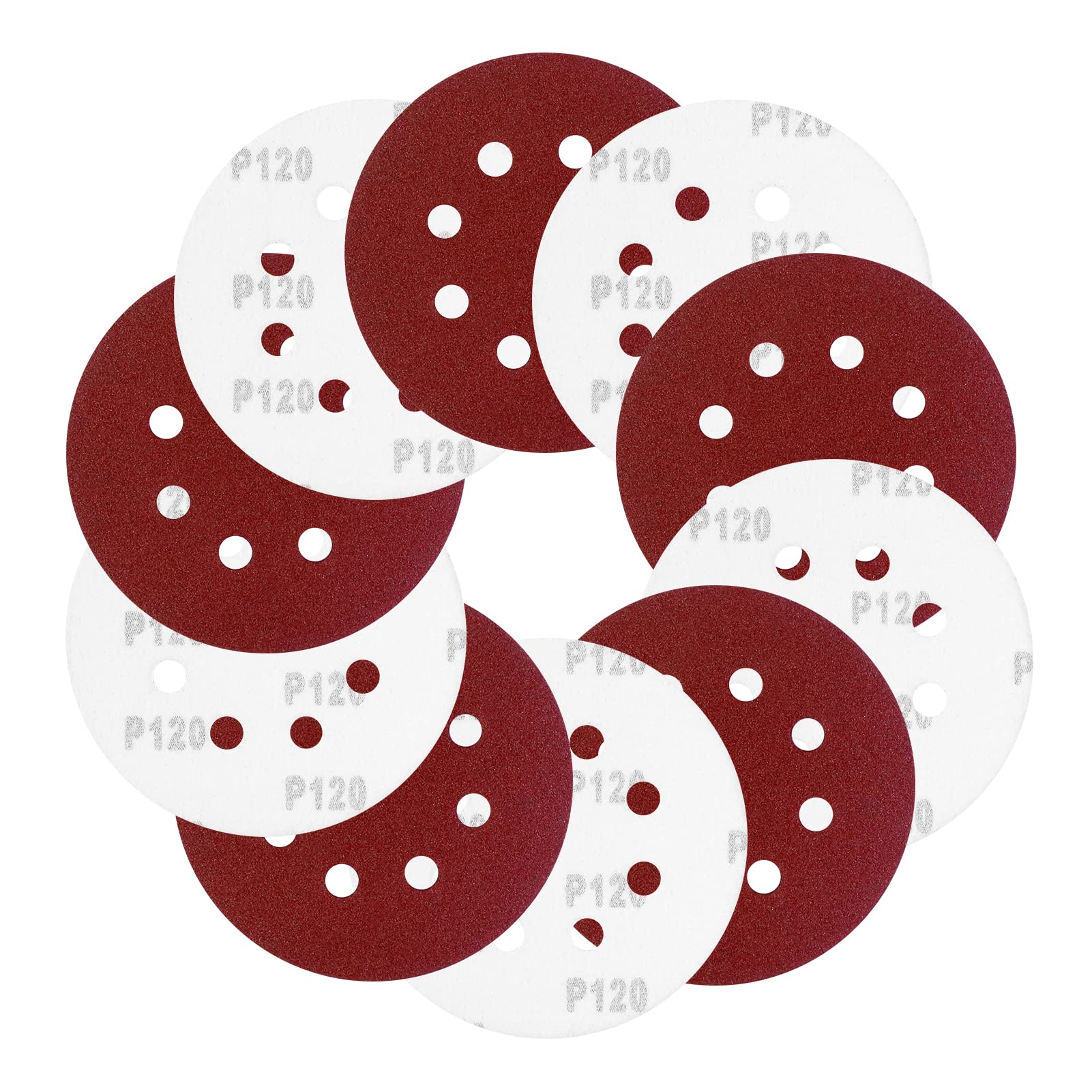 20 Pcs 125mm Sanding Discs, Viaky 8 Hole 120 Grits Hook and Loop Orbital Sander Discs for Polishing, Dustless Round Sanding Pads for Random Orbital Sander