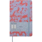 Moleskine Custom Edition Notebook, Large, Ruled, Soft Lavender/Red | Large 5" x 8.25" notebook with 240 ruled pages, hard cover, soft lavender and red design, and elastic closure.