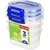 Sistema KLIP IT PLUS Food Storage Containers | 400 ml | 3 Piece Airtight Containers Set | Leak-Proof Seal | Easy Locking Clips | BPA-Free