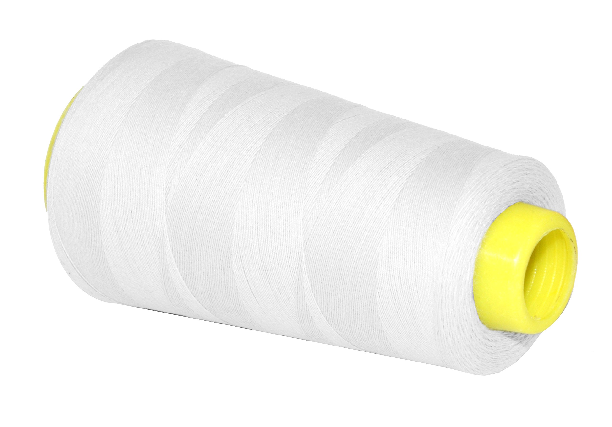 Mandala Crafts White Mercerized Cotton Thread for Sewing Machines, Serger, and Embroidery – 2400 Yards 50WT Cotton Cone Quilting Thread
